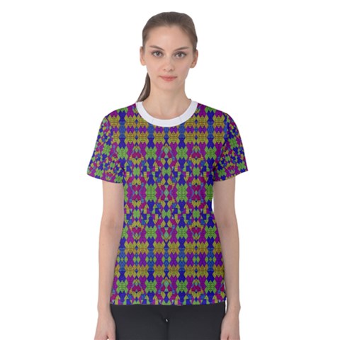 Ethnic Modern Geometric Patterned Women s Cotton Tee by dflcprintsclothing