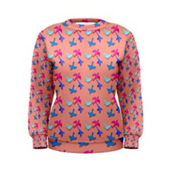 Birds Pattern On Pink Background Women s Sweatshirts by LovelyDesigns4U