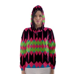 Rhombus And Other Shapes Pattern Hooded Wind Breaker (women) by LalyLauraFLM