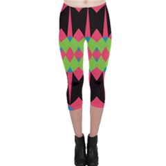 Rhombus And Other Shapes Pattern Capri Leggings by LalyLauraFLM