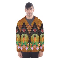 Surfing, Surfboard With Flowers And Floral Elements Hooded Wind Breaker (men) by FantasyWorld7