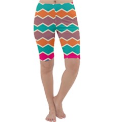 Colorful Chevrons Pattern Cropped Leggings by LalyLauraFLM