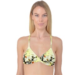 Wonderful Flowers With Leaves On Soft Background Reversible Tri Bikini Tops by FantasyWorld7