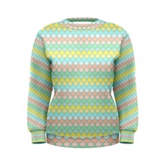 Scallop Repeat Pattern In Miami Pastel Aqua, Pink, Mint And Lemon Women s Sweatshirts by PaperandFrill