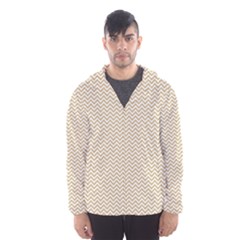 Gold And White Chevron Wavy Zigzag Stripes Hooded Wind Breaker (men) by PaperandFrill