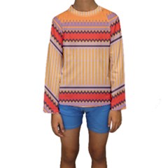 Stripes And Chevrons  Kid s Long Sleeve Swimwear by LalyLauraFLM