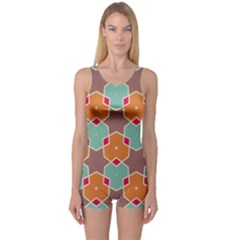 Stars And Honeycombs Pattern Women s Boyleg One Piece Swimsuit by LalyLauraFLM