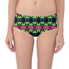 Shapes On A Black Background Pattern Mid-waist Bikini Bottoms by LalyLauraFLM