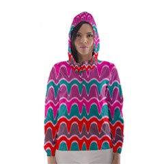 Waves Pattern Hooded Wind Breaker (women) by LalyLauraFLM