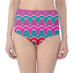 Waves Pattern High-waist Bikini Bottoms by LalyLauraFLM