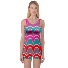 Waves Pattern Women s Boyleg One Piece Swimsuit by LalyLauraFLM