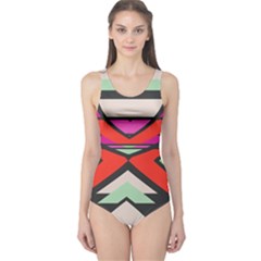 Shapes In Retro Colors Women s One Piece Swimsuit by LalyLauraFLM