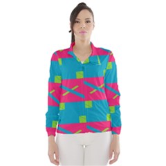 Rectangles And Diagonal Stripes Wind Breaker (women) by LalyLauraFLM