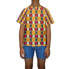 Rectangles And Squares Pattern  Kid s Short Sleeve Swimwear by LalyLauraFLM