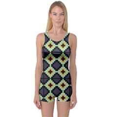 Pixelated Pattern Women s Boyleg One Piece Swimsuit by LalyLauraFLM
