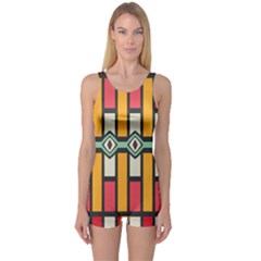 Rhombus And Stripes Pattern Women s Boyleg One Piece Swimsuit by LalyLauraFLM