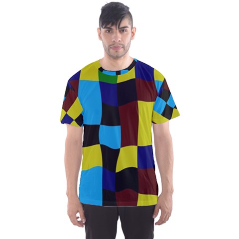 Distorted Squares In Retro Colors Men s Sport Mesh Tee by LalyLauraFLM