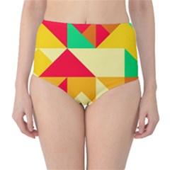 Retro Colors Shapes High-waist Bikini Bottoms by LalyLauraFLM