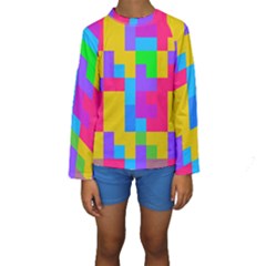 Colorful Tetris Shapes  Kid s Long Sleeve Swimwear by LalyLauraFLM