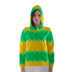 Green Rhombus Chains Hooded Wind Breaker (women) by LalyLauraFLM