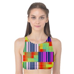 Vertical And Horizontal Stripes Tank Bikini Top by LalyLauraFLM