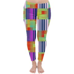Vertical And Horizontal Stripes Winter Leggings by LalyLauraFLM