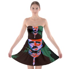 Edgar Allan Poe Pop Art  Strapless Dresses by icarusismartdesigns