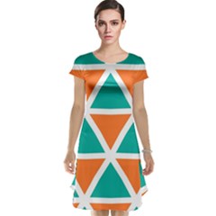 Orange Green Triangles Pattern Cap Sleeve Nightdress by LalyLauraFLM