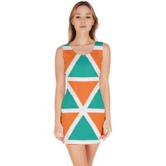 Orange Green Triangles Pattern Bodycon Dress by LalyLauraFLM