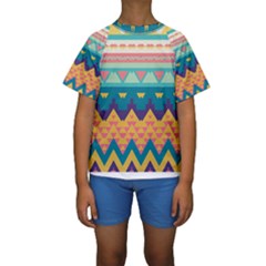 Pastel Tribal Design  Kid s Short Sleeve Swimwear by LalyLauraFLM