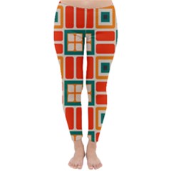 Squares And Rectangles In Retro Colors Winter Leggings by LalyLauraFLM