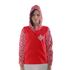 Salmon Damask Hooded Wind Breaker (women) by SalonOfArtDesigns