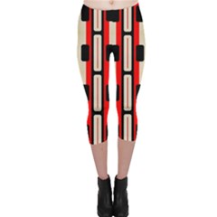Rectangles And Stripes Pattern Capri Leggings by LalyLauraFLM