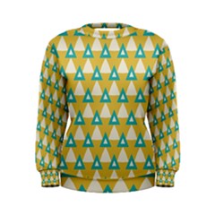 White Blue Triangles Pattern  Women s Sweatshirt by LalyLauraFLM