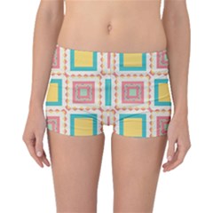Pastel Squares Pattern Boyleg Bikini Bottoms by LalyLauraFLM