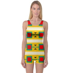 Connected Squares And Triangles Women s Boyleg One Piece Swimsuit by LalyLauraFLM