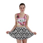 Black & White Damask Pattern Mini Skirt