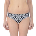 Black & White Damask Pattern Hipster Bikini Bottoms