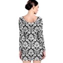 Black & White Damask Pattern Long Sleeve Velvet Bodycon Dress View2