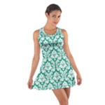 Emerald Green Damask Pattern Cotton Racerback Dress