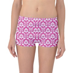 Hot Pink Damask Pattern Boyleg Bikini Bottoms by Zandiepants