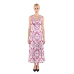soft Pink Damask Pattern Sleeveless Maxi Dress