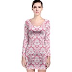 soft Pink Damask Pattern Long Sleeve Bodycon Dress