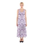 Lilac Damask Pattern Sleeveless Maxi Dress