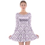 Lilac Damask Pattern Long Sleeve Skater Dress
