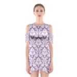 Lilac Damask Pattern Women s Cutout Shoulder Dress