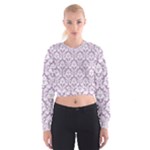Lilac Damask Pattern Women s Cropped Sweatshirt
