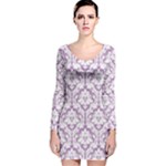 Lilac Damask Pattern Long Sleeve Velvet Bodycon Dress