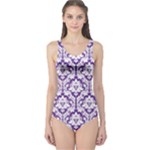 Royal Purple Damask Pattern One Piece Swimsuit