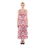 Poppy Red Damask Pattern Sleeveless Maxi Dress